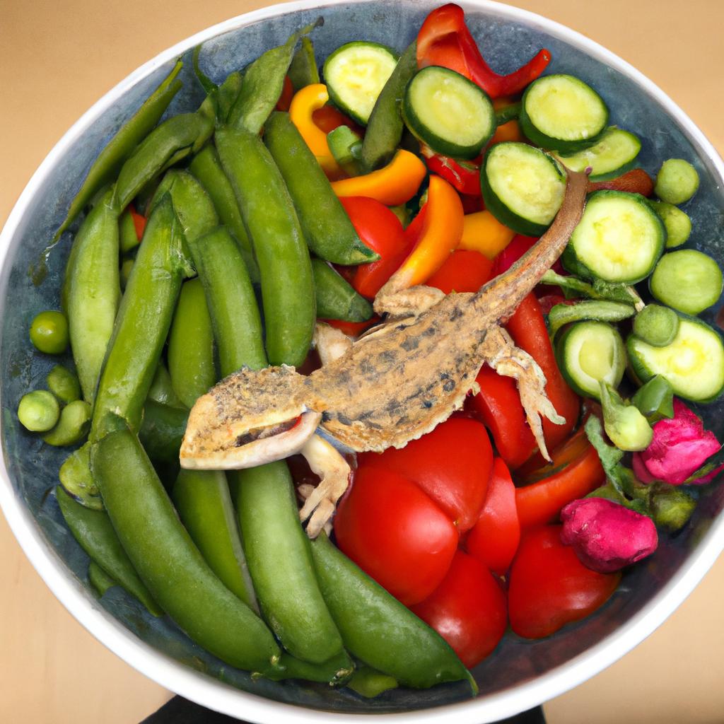 Bearded dragons require a balanced diet that includes vegetables like sugar snap peas and other nutrient-rich foods to ensure their overall health and well-being.