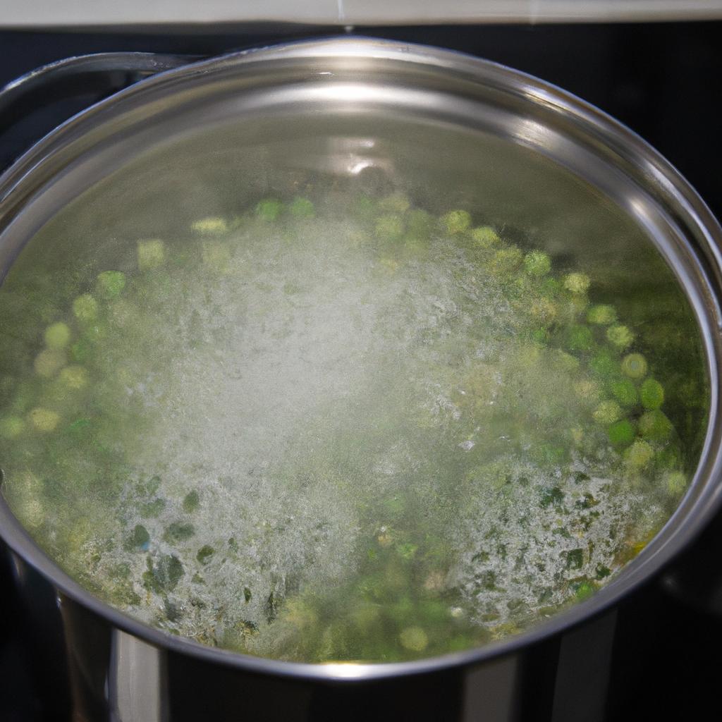 Blanching peas involves boiling them for a short period before freezing.