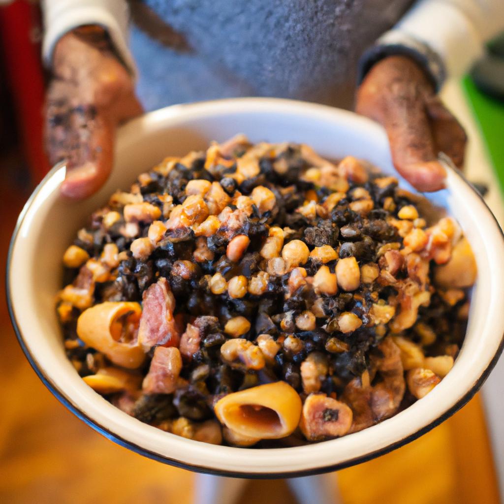 Serving up a delicious bowl of black eyed peas and ham hocks, a Southern staple