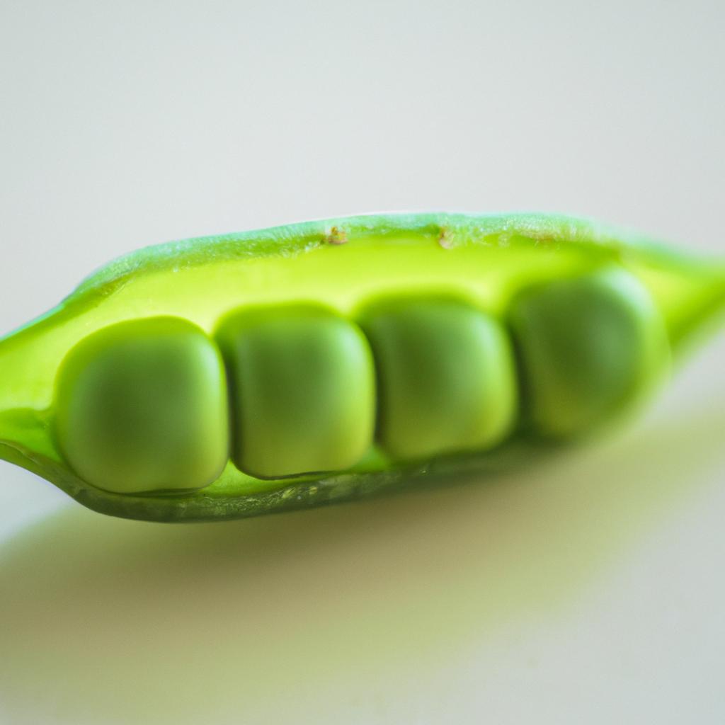 This close-up shot of a single green pea reveals the vegetable's nutritious and tasty qualities.