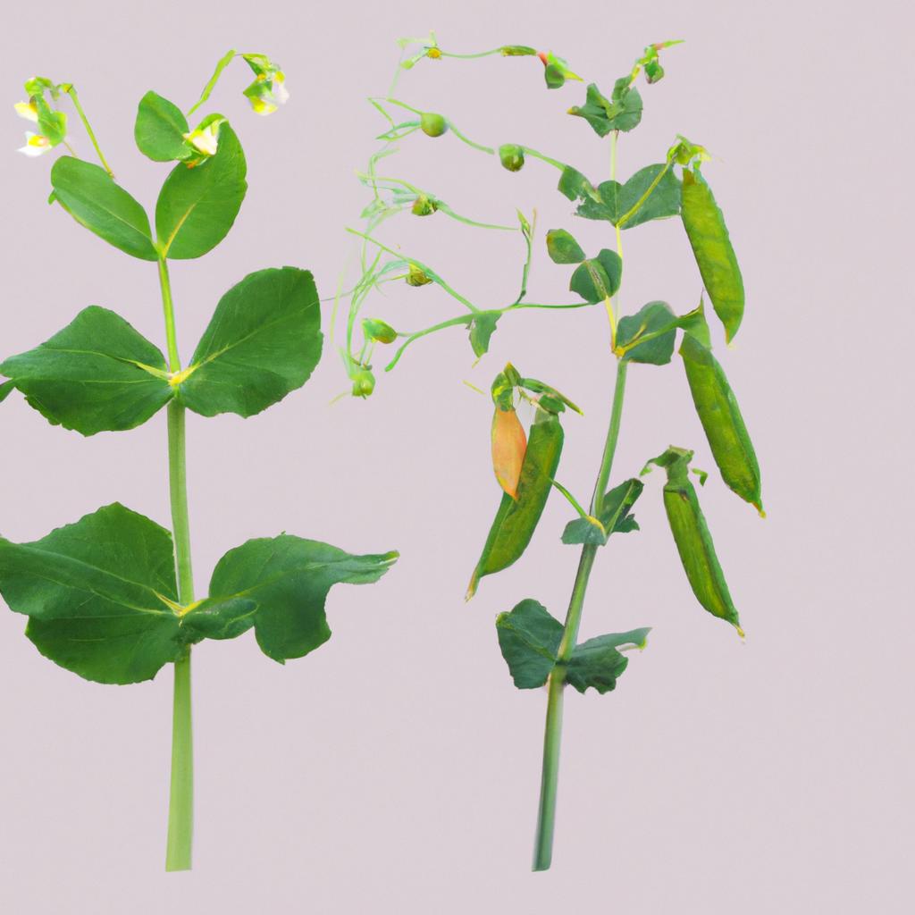 A comparison between a regular pea plant and a genetically modified pea plant
