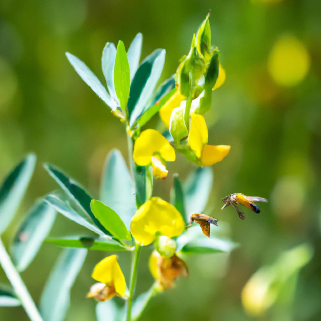 Close-up shot of a pigeon pea plant in bloom