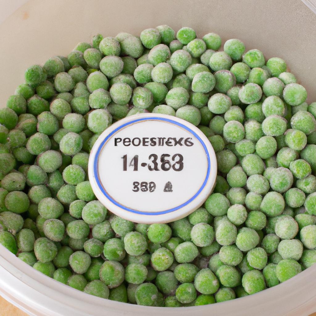 Properly stored frozen fresh peas