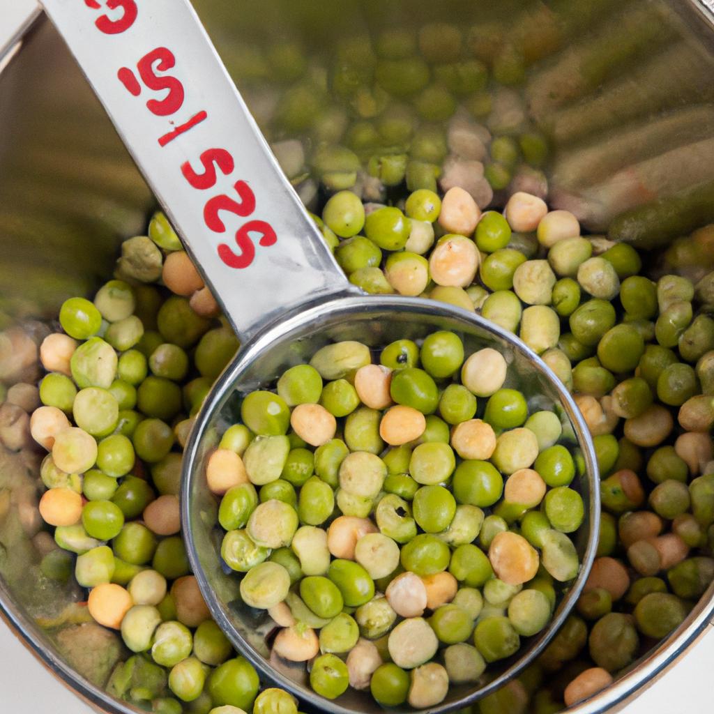 Converting bushels of peas to quarts for cooking