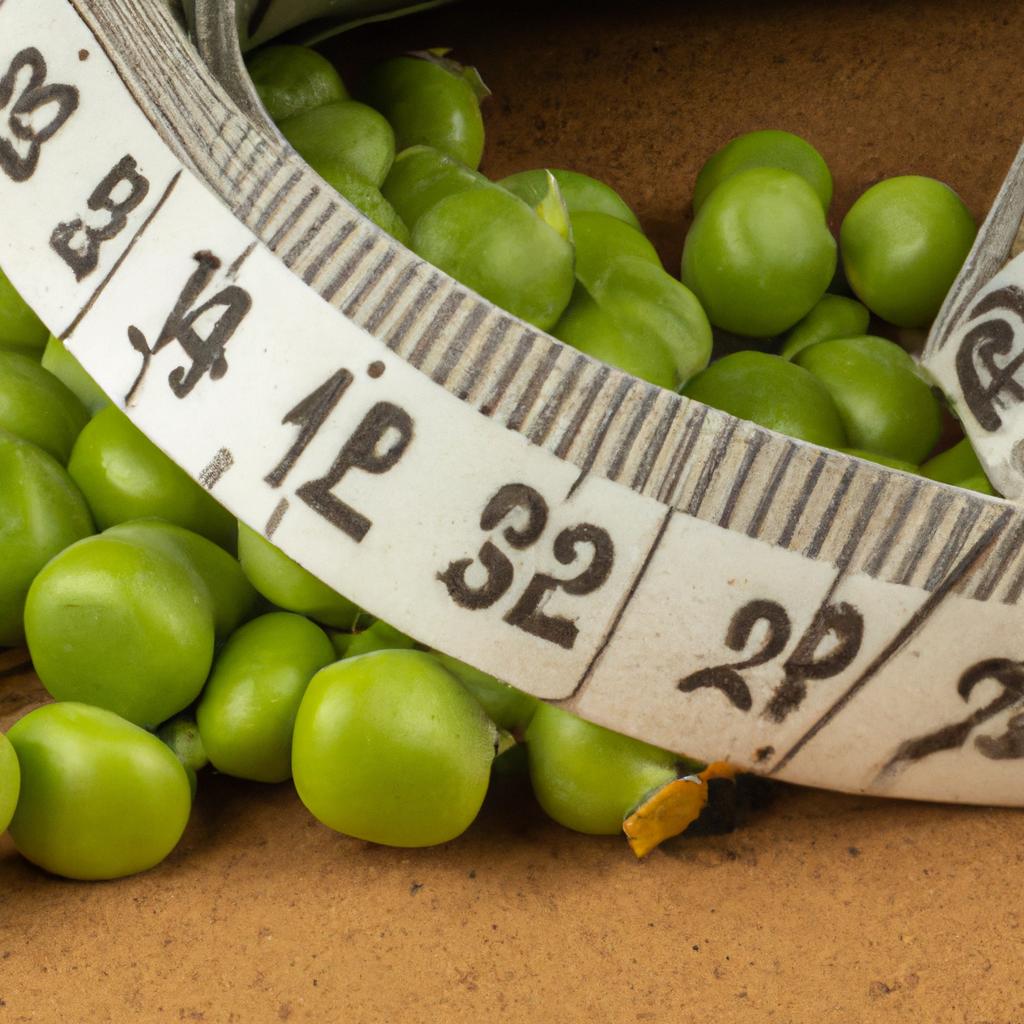 A measuring tape used to measure the circumference of a bushel of peas
