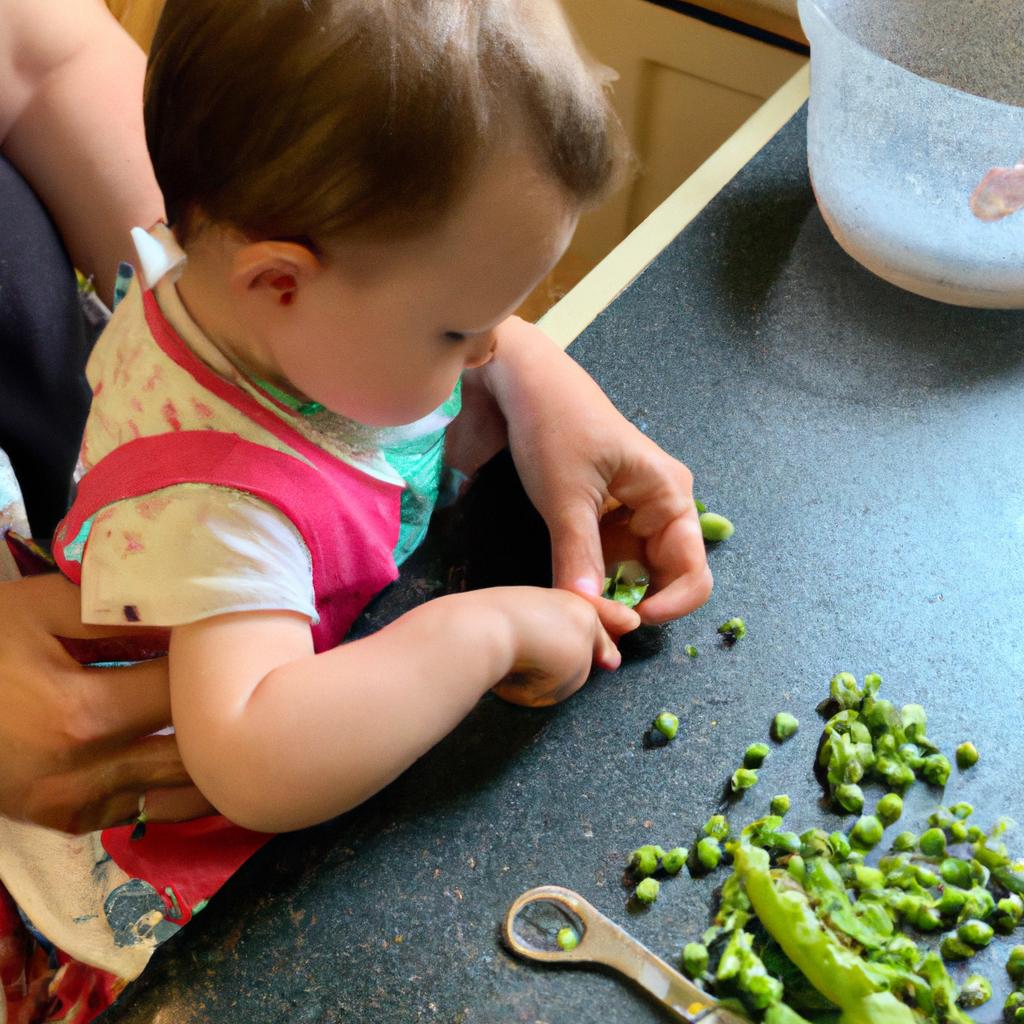 Properly cutting and preparing peas for your 1 year old can reduce the risk of choking.