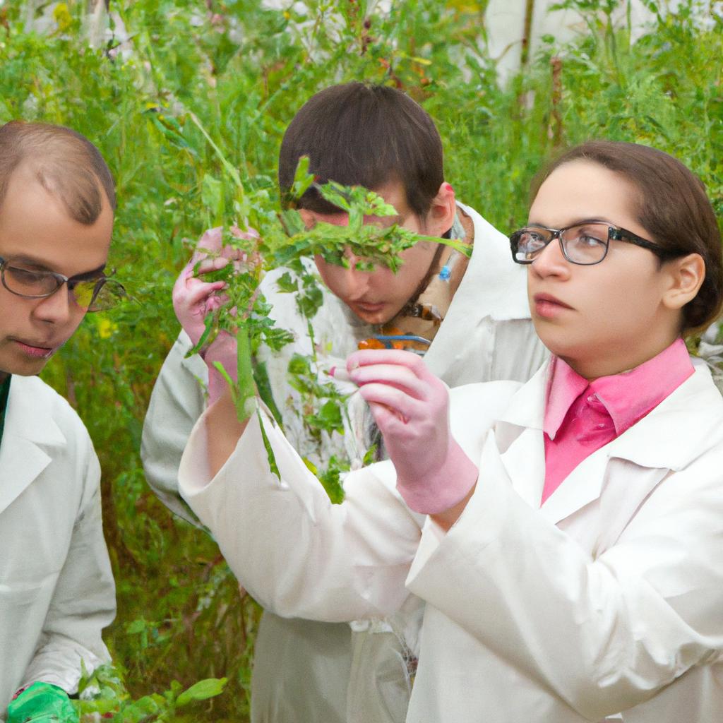 These scientists are conducting experiments to better understand pea plant genetics.