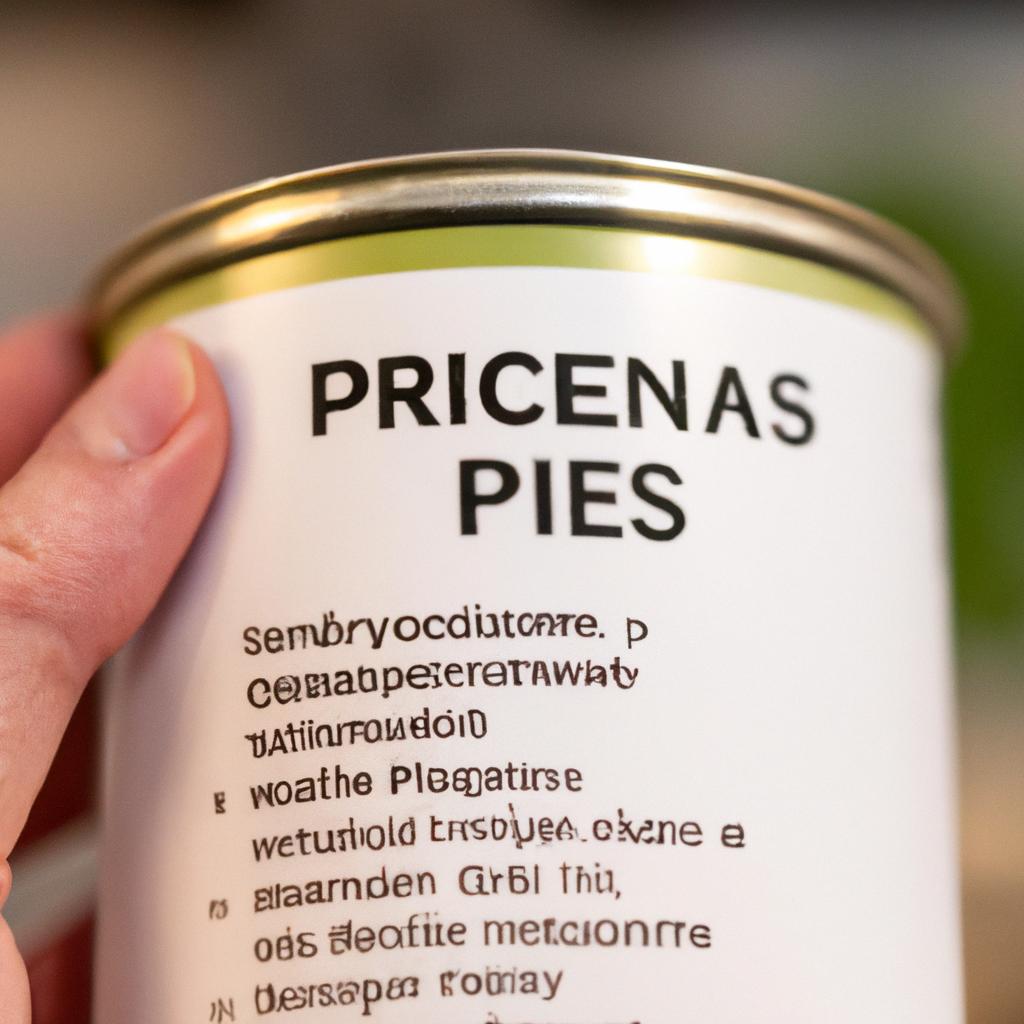 Reading the ingredient list to understand the nutritional content of canned peas