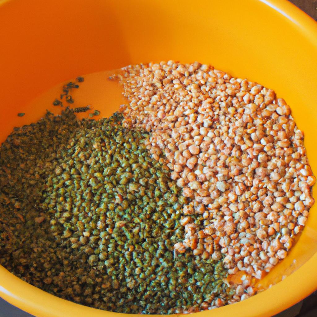 Preparing dried peas and lentils for chickens by soaking them overnight