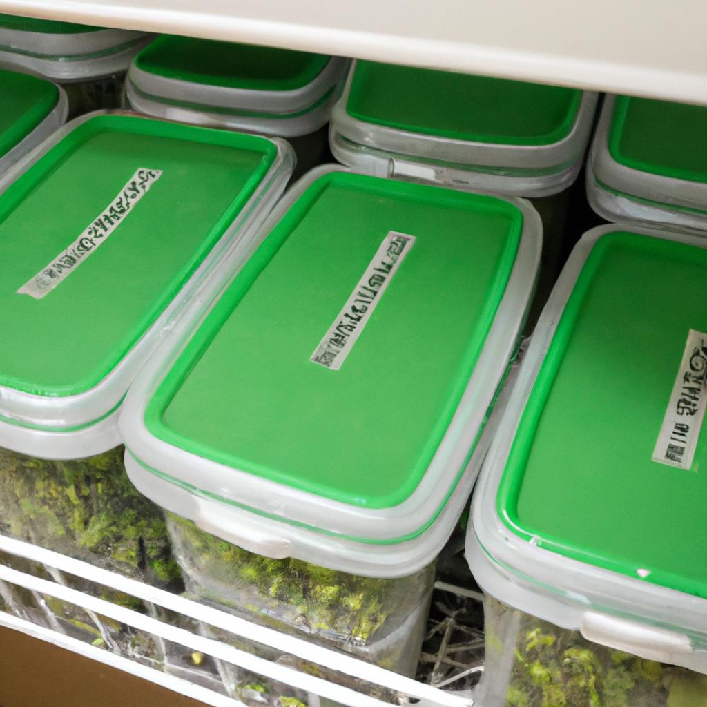 Properly labeled freezer containers help keep your blanched peas organized.