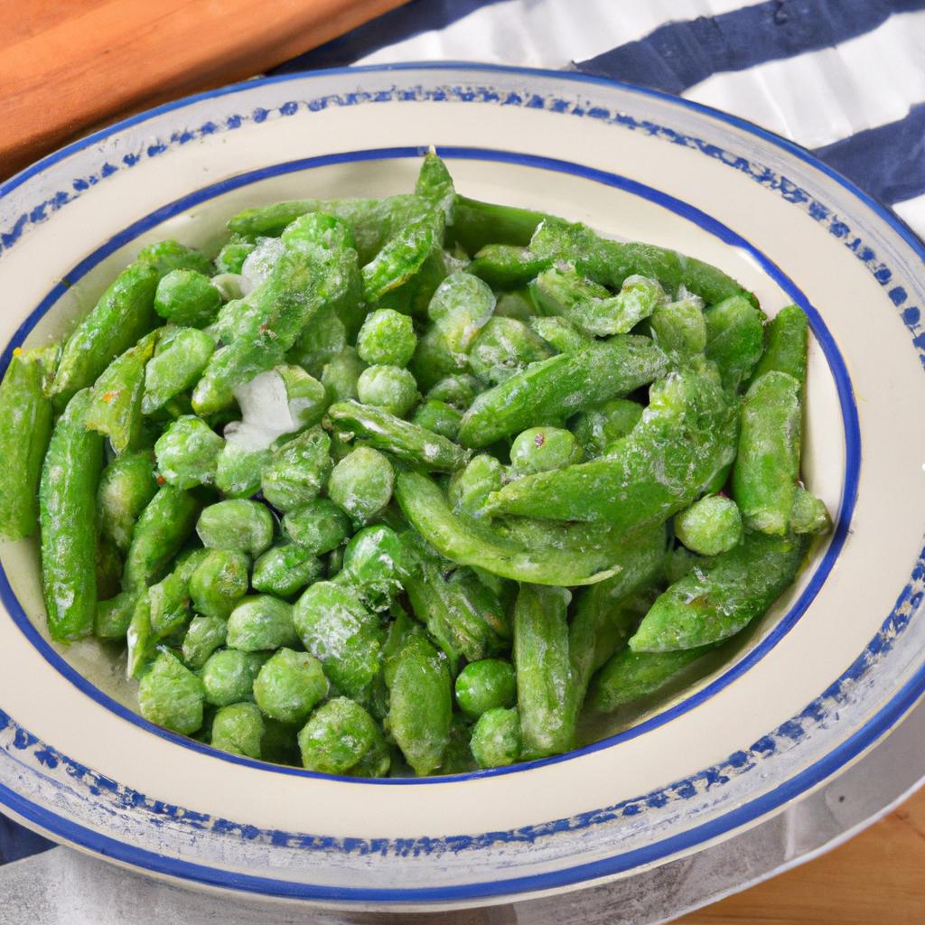 Sautéing frozen field peas and snaps with garlic and butter adds a delicious flavor and aroma.